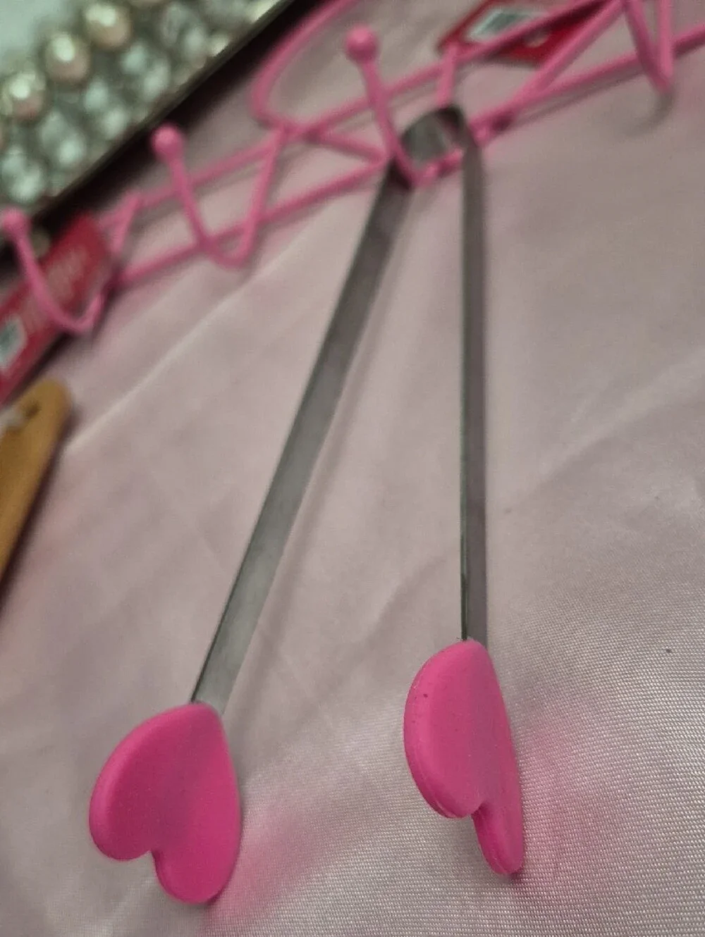 Pink Heart Silicone Spatula Set & Hanger Home  Supplies New 2224